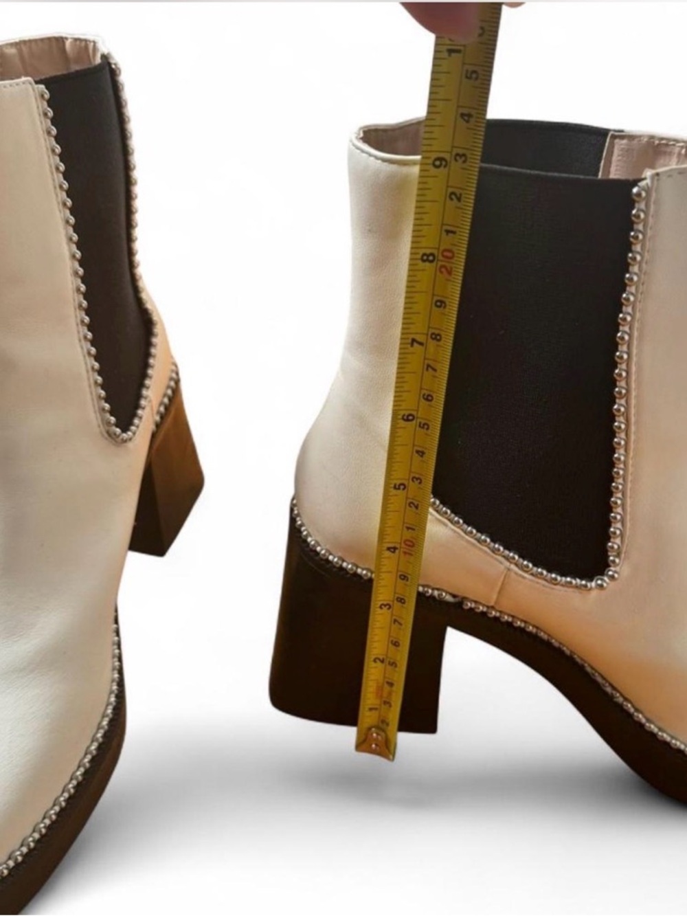 PrettyLittleThing Cream Chelsea Boots with Studded Trim - Picture 8 of 10